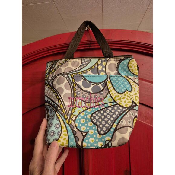 Thirty-One 31 Peacock Paisley Insulated Tote Lunch Bag Embroidered Munchies EUC - Picture 1 of 4